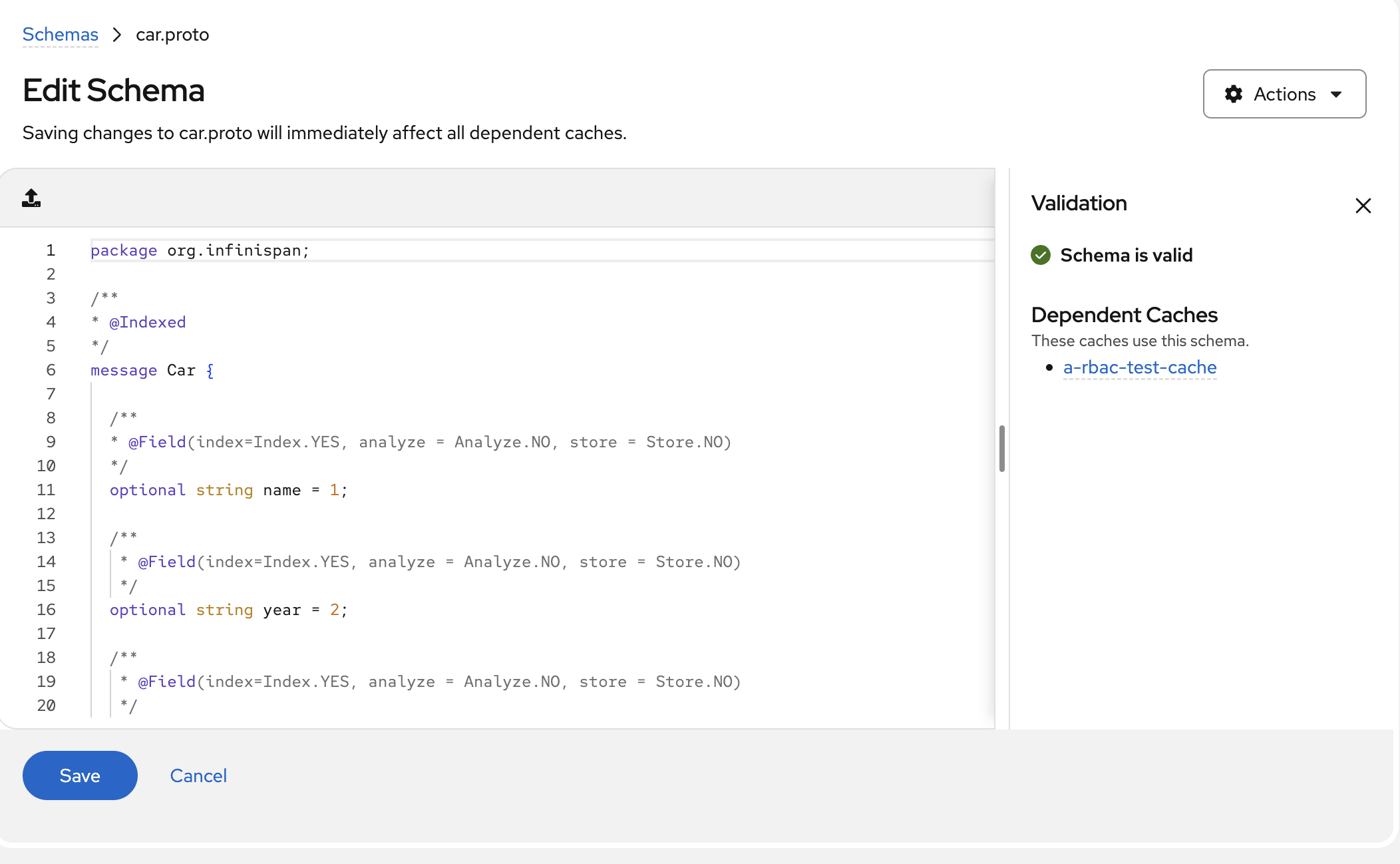 Schema editor with syntax highlighting