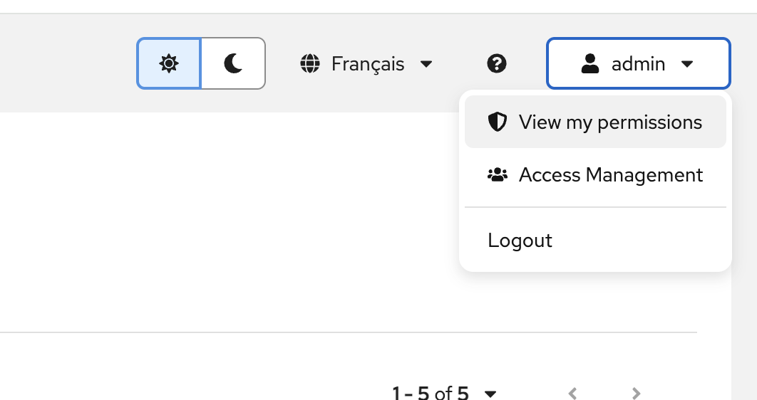 My Permissions menu