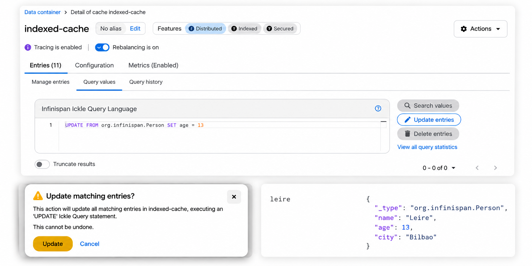 Update by query in the console